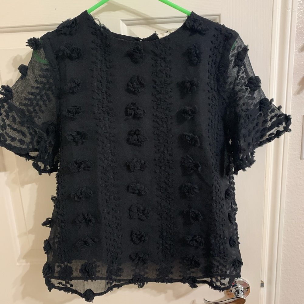 Black pom pom blouse